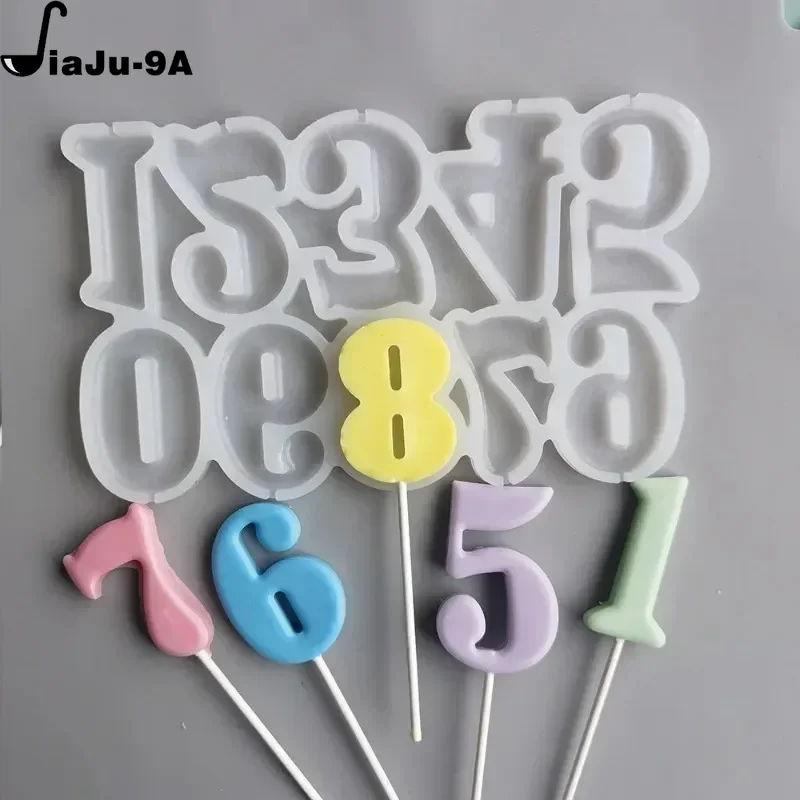 Number Shaped Baking Mold DIY Lollipop Numeric Modeling Silicone Chocolate Candy Mould Birthday Cake Decoration Kitchen Tools