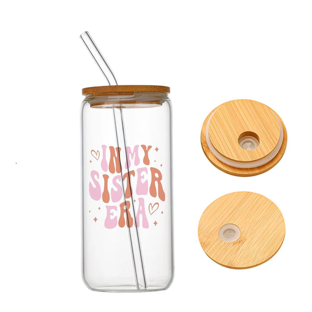 

In My Sister Era Glass For Heat Resistant High Drinking Cup With Straws Lids 16 oz