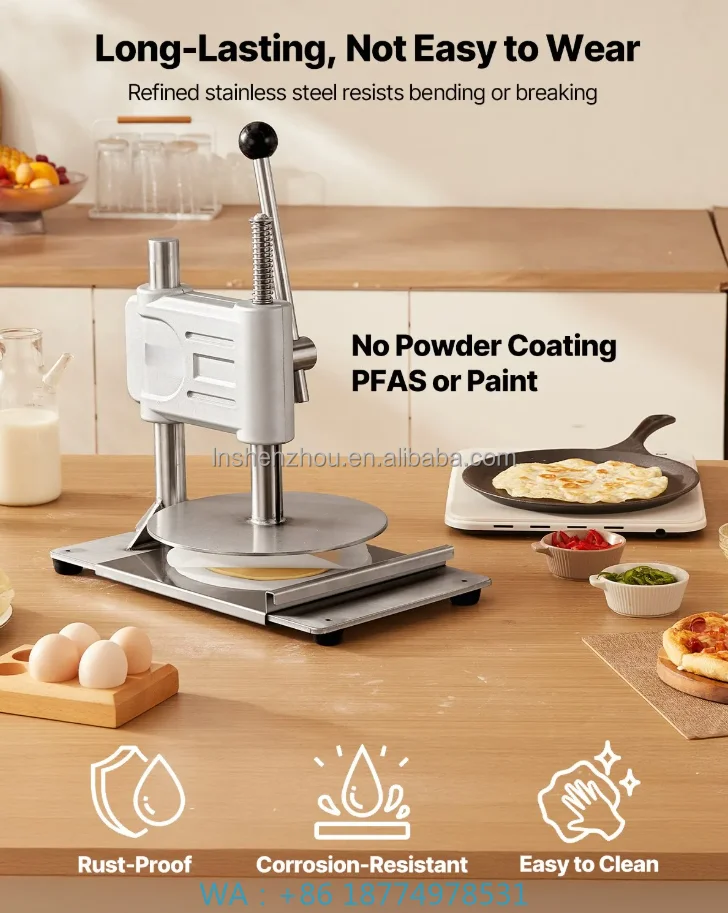 Manual Stainless Steel Dough Press Station With Dedicated Press Plate For Uniform Pizza And Bread Pastry Forming