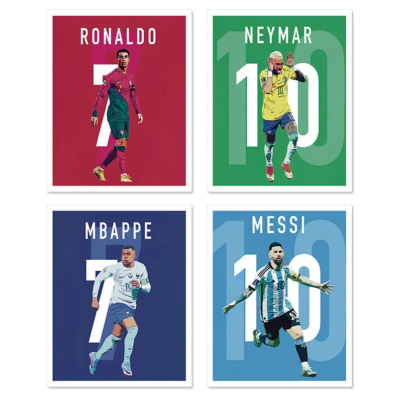 Ronaldo  Neymar Mbappe  Messi  Football soccer  Bedroom Living Room Decal Wall Art Sticker  Decor  removable  self-adhesive