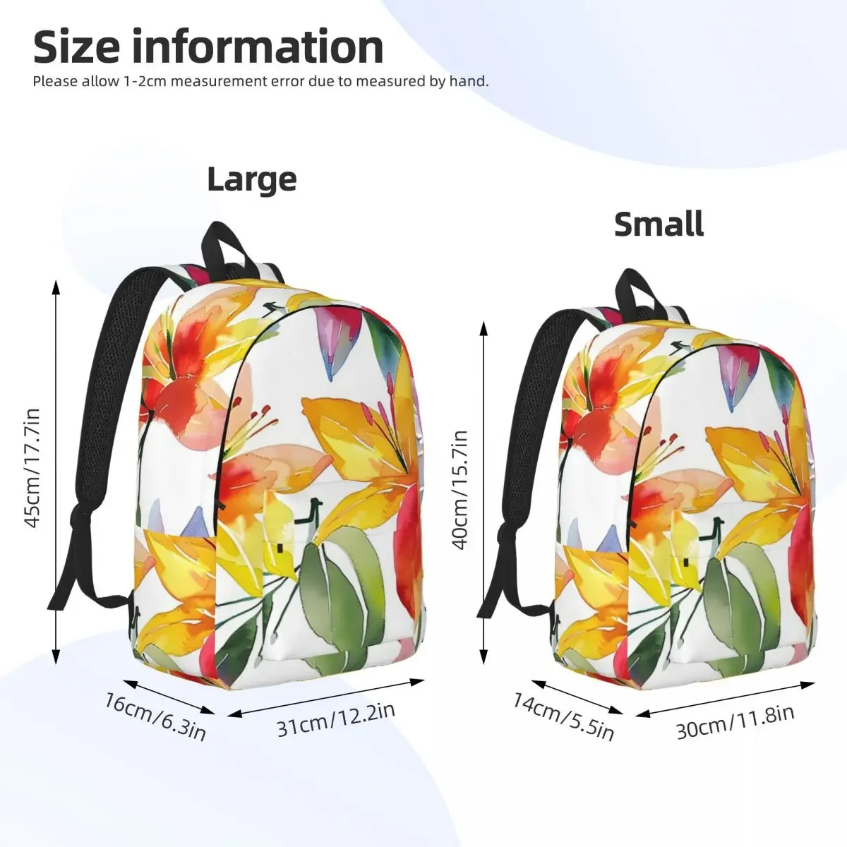 Water Color Bright Floral Seamless Backpack BookBag Children School Bag Laptop Shoulder Bags for Men Women