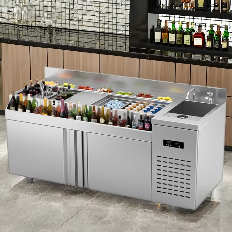 Commercial Modern Portable Bar Counter Bartender bar Station Stainless Steel Cocktail bar Workstation