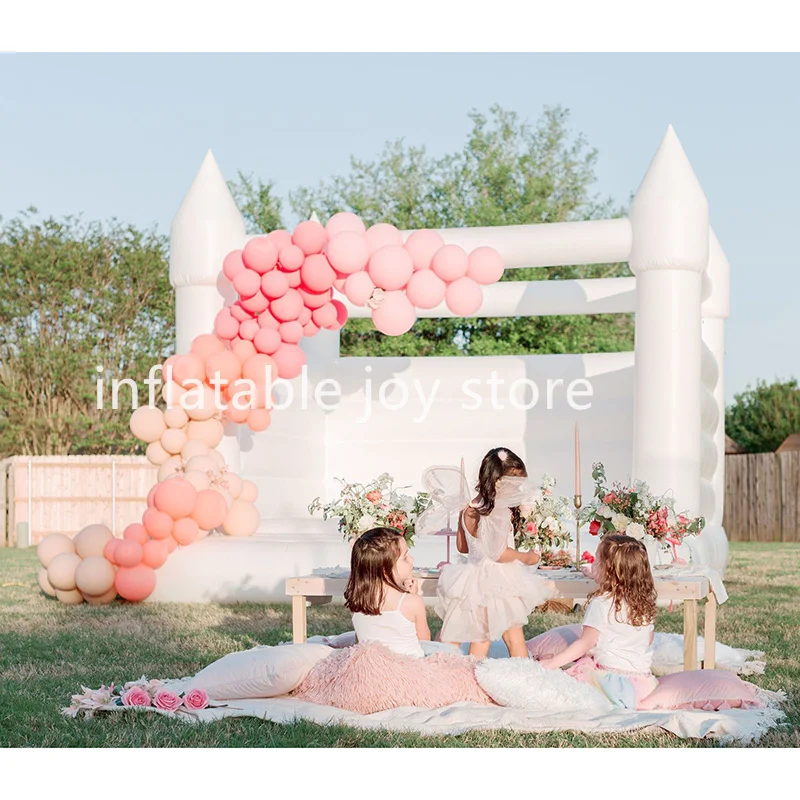 

4x4m 13x13ft Inflatable white bouncer house, wedding birthday celebration inflatable moon house for party