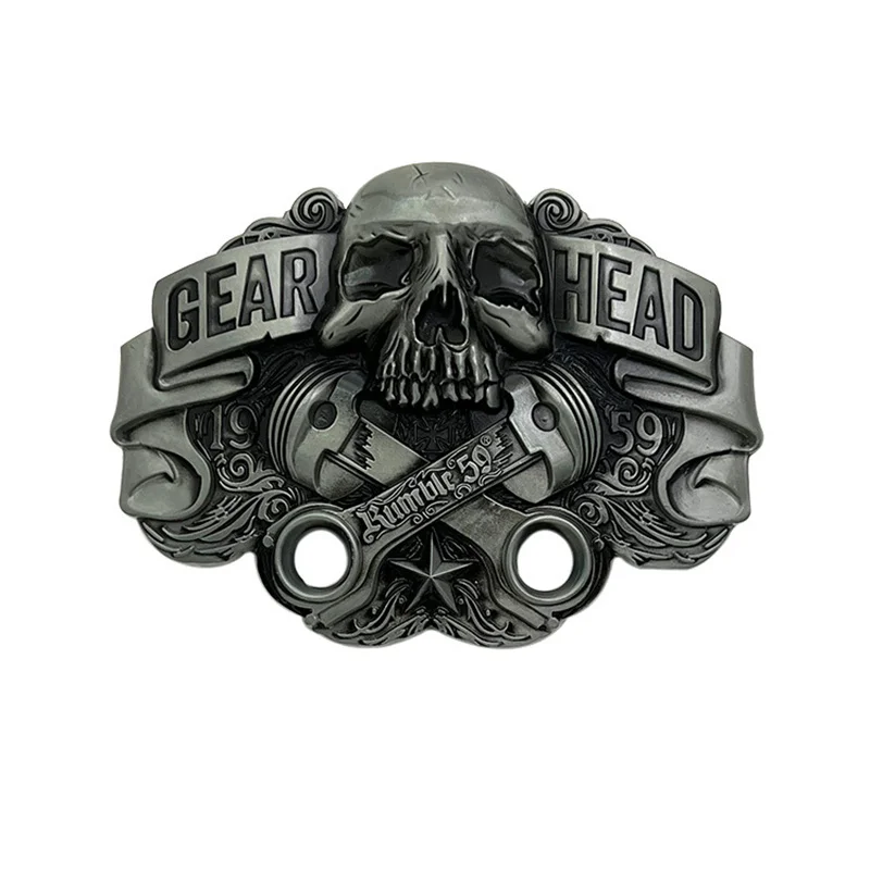 Zinc alloy piston skull belt buckle in Western style