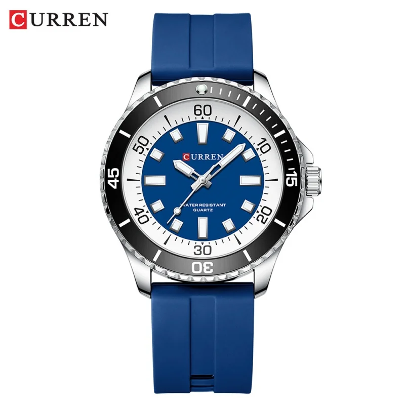 

CURREN 8448 Men's Fashion and Leisure Quartz Watch Outdoor Large Dial Waterproof Luminous Silicone Strap Sports Men's Watch