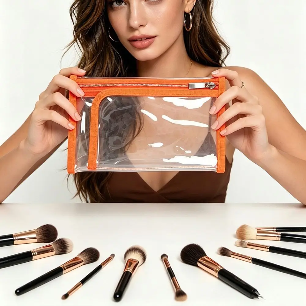 New Transparent Makeup Bag PVC Waterproof Zipper Pouch Large Capacity Document Organizer Bag Card Organization
