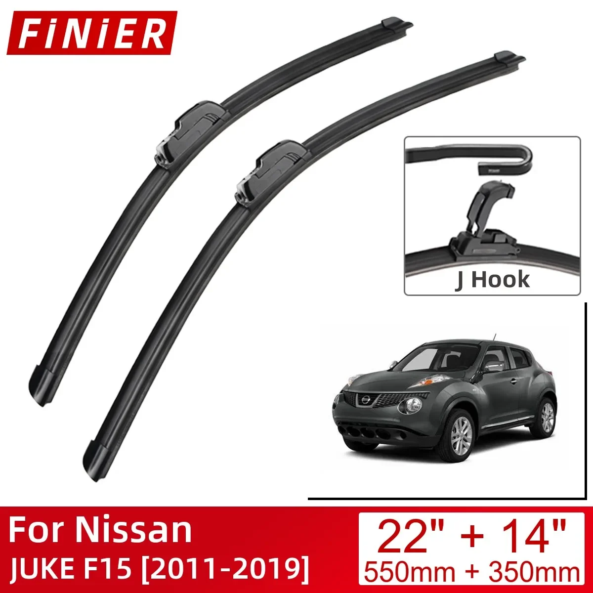 

For Nissan JUKE F15 2011-2019 22"+14" Car Accessories Front Windscreen Wiper Blade Brushes Wipers U Type J Hooks 2019 2018 2017