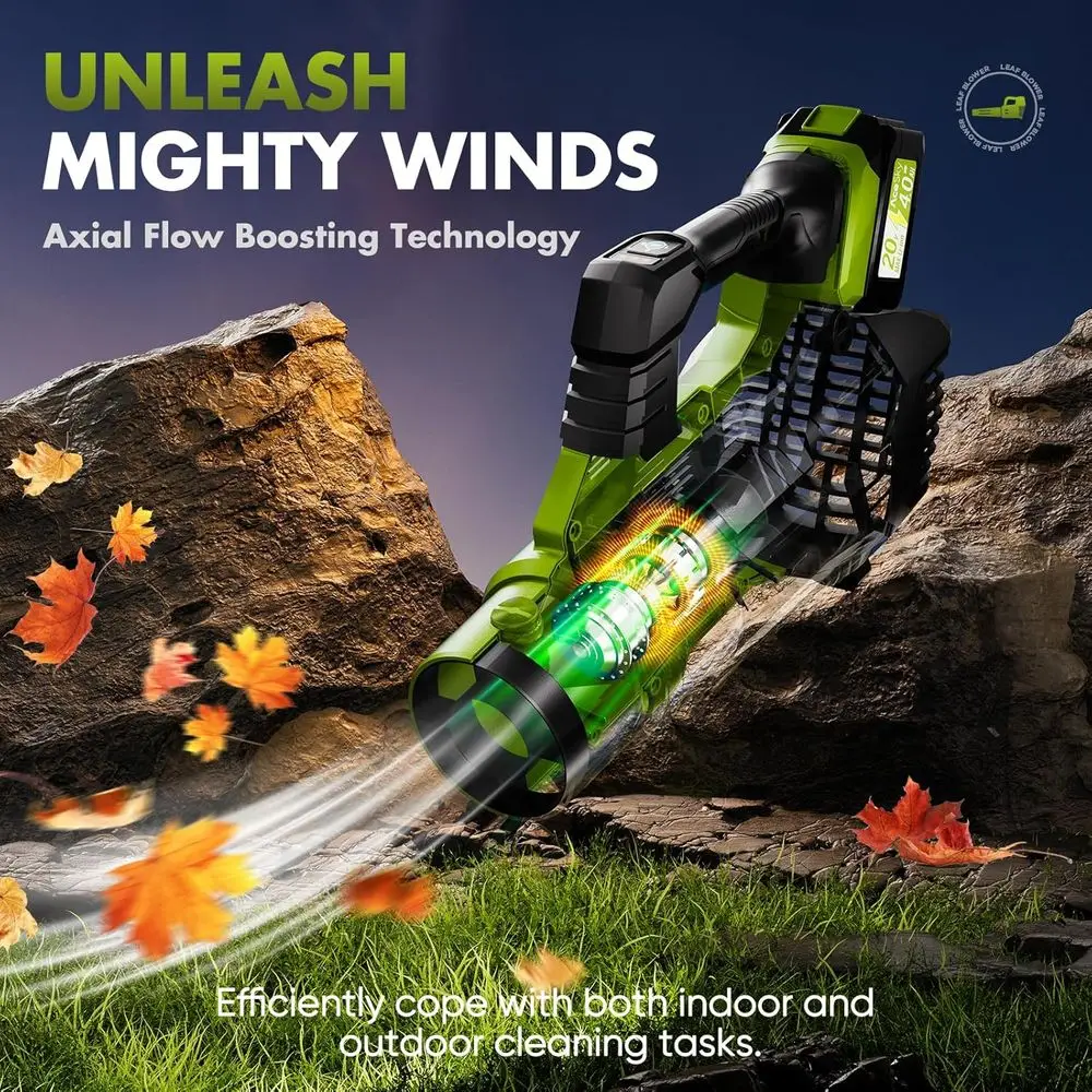 منفاخ أوراق الشجر اللاسلكي - تحديث 2025 150000 دورة في الدقيقة و3 مستويات سرعات منفاخ أوراق شجر كهربائي مع بطارية وشاحن 2 × 4.0 أمبير في الساعة، تمديد #3
