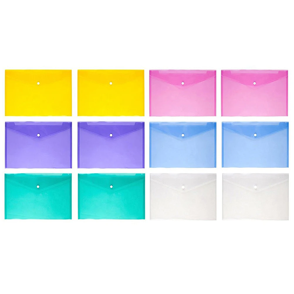 

24Pcs Document Organizer Folder Transparent Envelope Snap Button Classic A4 File Folder Office Document Holder Organizer