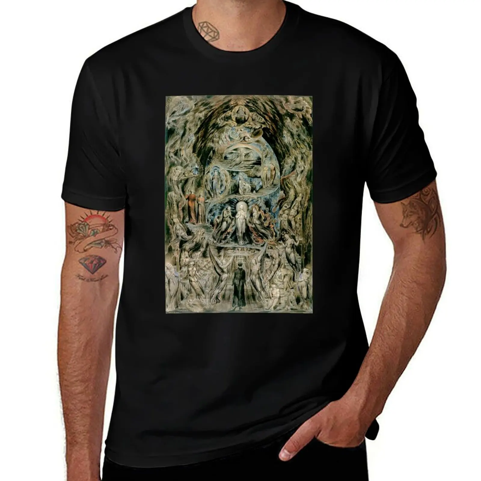HD Meditations among the Tombs, by William Blake HIGH DEFINITION T-Shirt Casual Streetwear Short Sleeve Tee