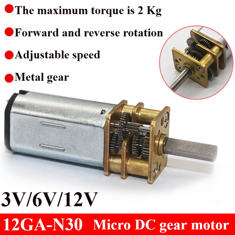 

DC 3V/6V/12V N30 Mini Micro Metal Gear Motor with Gearwheel DC Motors 20/40/52/67/133/200/400/666/1000RPM