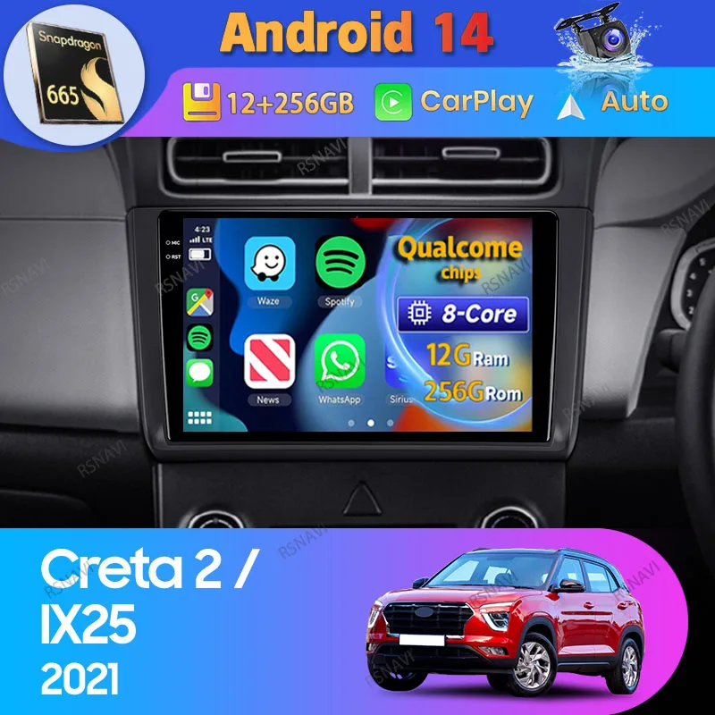 

Android 14 Car Radio For Hyundai Creta 2 IX25 2021 Carplay Auto Multimedia 2Din Player Head Unit WIFI+4G Stereo Video 360 Camera