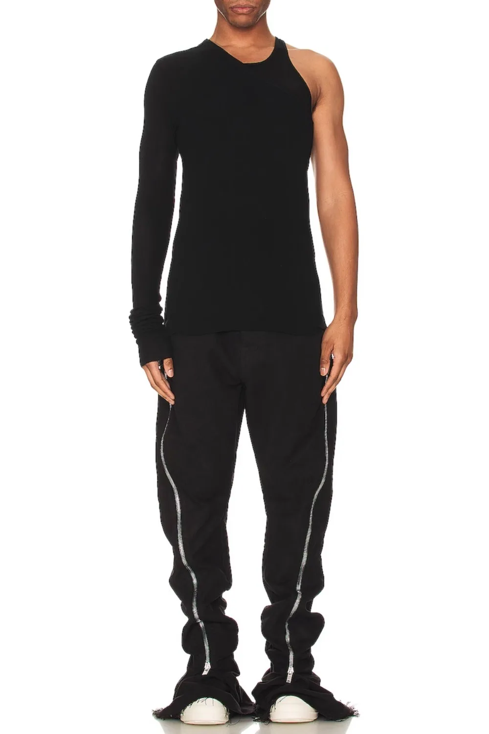 RO High Street Side Zipper Slit Micro Horn Casual Pants Men's Trendy Brand Loose Straight Tube Hanging Long Pants Fashionable