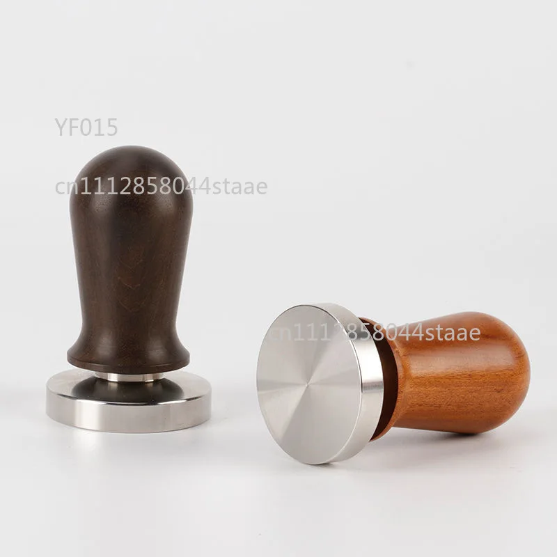Spring Loaded Coffee Tamper 51/53/58mm Stainless Steel Base Wooden Handle