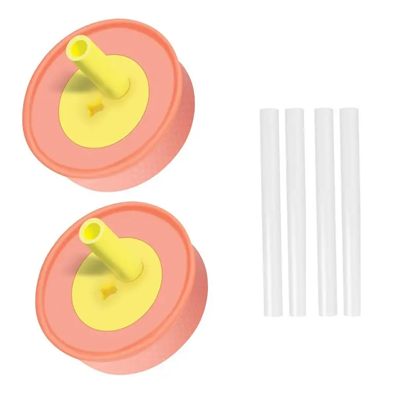 Replacement Insulation Tumbler Lids(2 Pack) For Owala Kids, Includes 4 Flexible Straws, Bottle Accessories-AA26