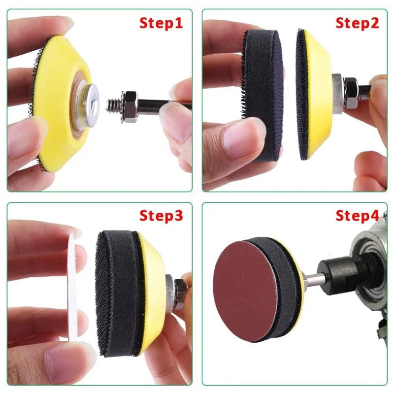 100pcs 50mm 2 Inch Sander Disc Sanding Discs 80-3000 Grit Paper with 2Inch Abrasive Polish Pad Plate + 1/4 Inch Shank for Polish
