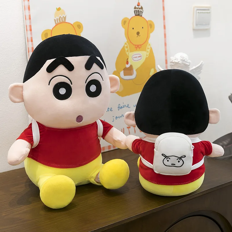 Kawaii Crayon Shin Chan Plush Toy Cartoon Backpack Plush Toy Stuffed Doll Sleeping Pillow for Kids Birthday Xmas Gift for Girls