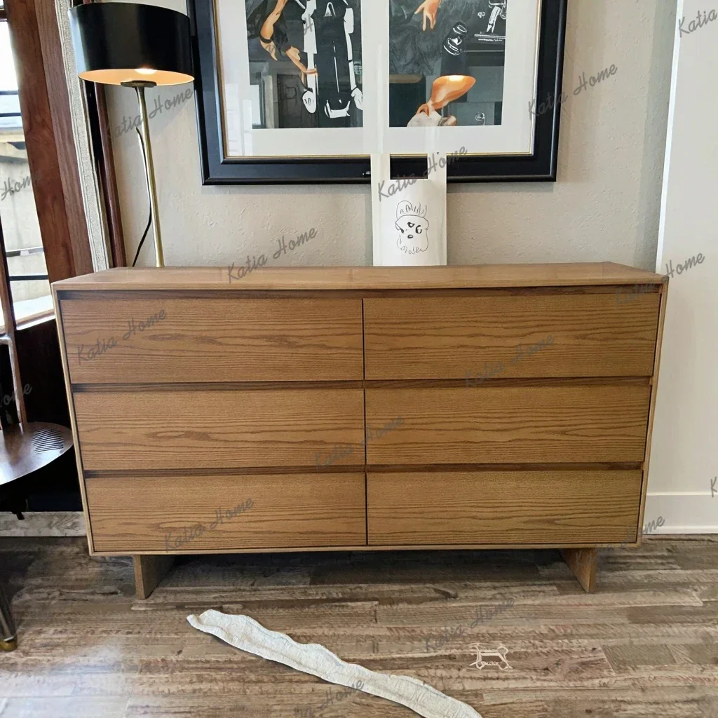 YJ Solid Wood Bedside Drawer Wooden Veneer Chest Cabinet High-end Storage Cabinet Living Room Chest Modern Corner Console Table