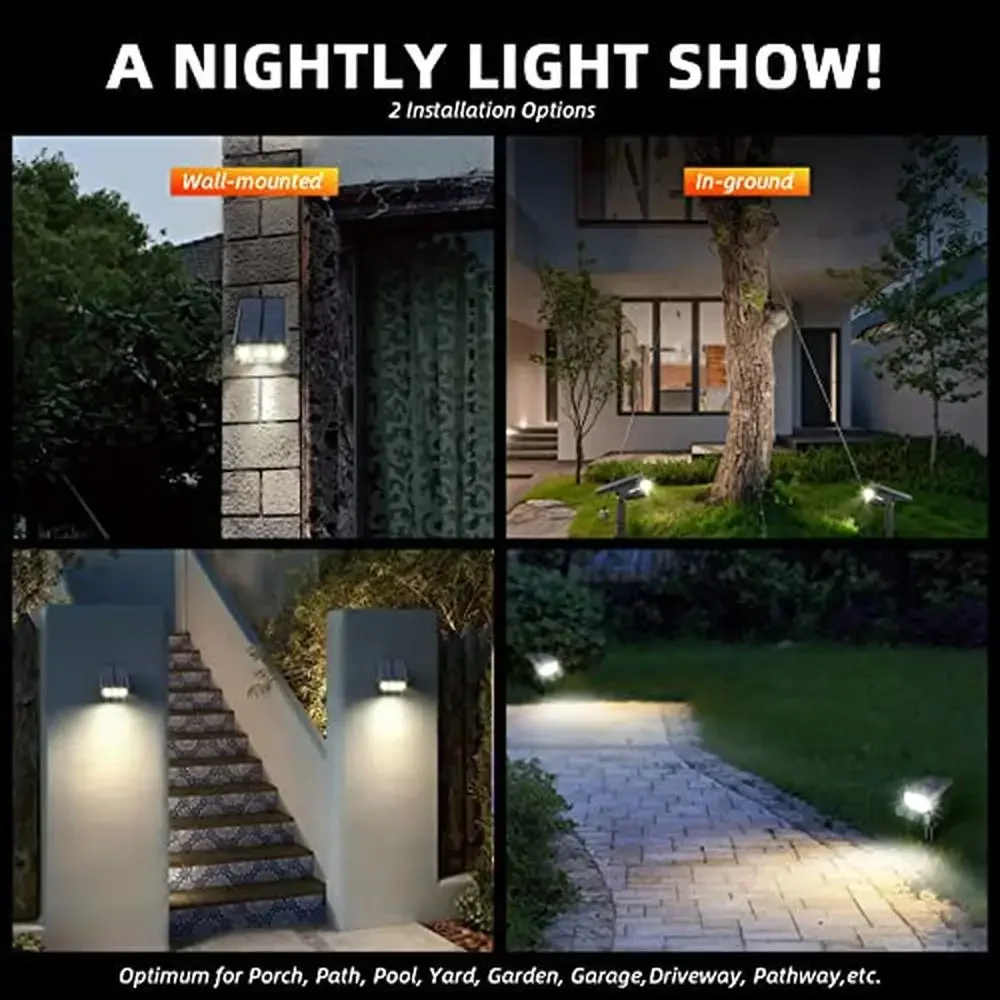 Focos solares para exteriores, 40 LED, IP65, resistente al agua, carga USB, 3 modos, luces de pared para paisaje, Panel ajustable, patio, camino de jardín