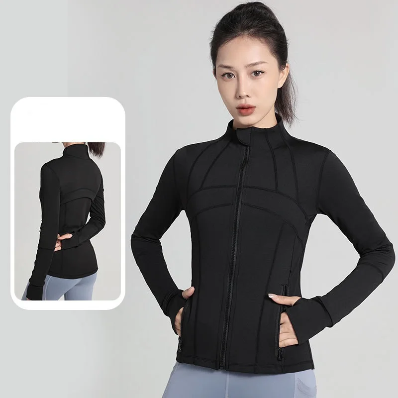 Outdoor Sports Running Black Thin Sunscreen Clothes Women's New Y2k Summer Breathable Long Sleeve Thin Yoga Clothing Coat Tide