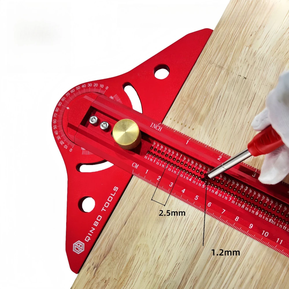 

Деревообрабатывающая линейка для позиционирования, прецизионный угол, регулируемый компас, прочный шкала из алюминиевого сплава, вспомогательный инструмент для измерения линии