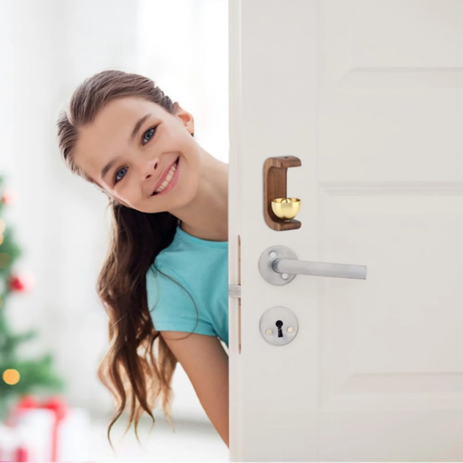Wind Chime Magnetic Inhalation Home Wind-bell Magnetic Wooden Doorbell Hanging Ornament The Door To Remind The Bell Copper Bell