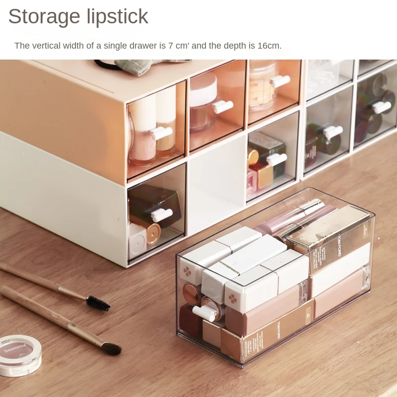 Desktop storage box plastic drawer office student stationery cosmetics sundries storage storage box can be stacked. storage box
