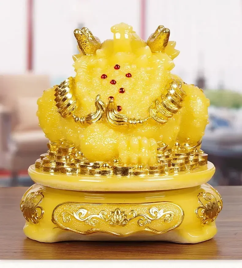 Feng Shui Golden Animal Toad Ornament Three-legged Cicada Shop Office Living Room Decor
