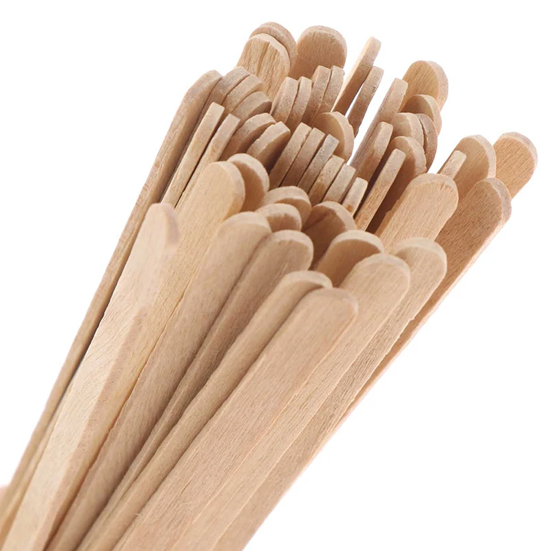 50pcs Disposable Wooden Coffee Stirrers Hot Cold Drinking Stir Beverage Sticks