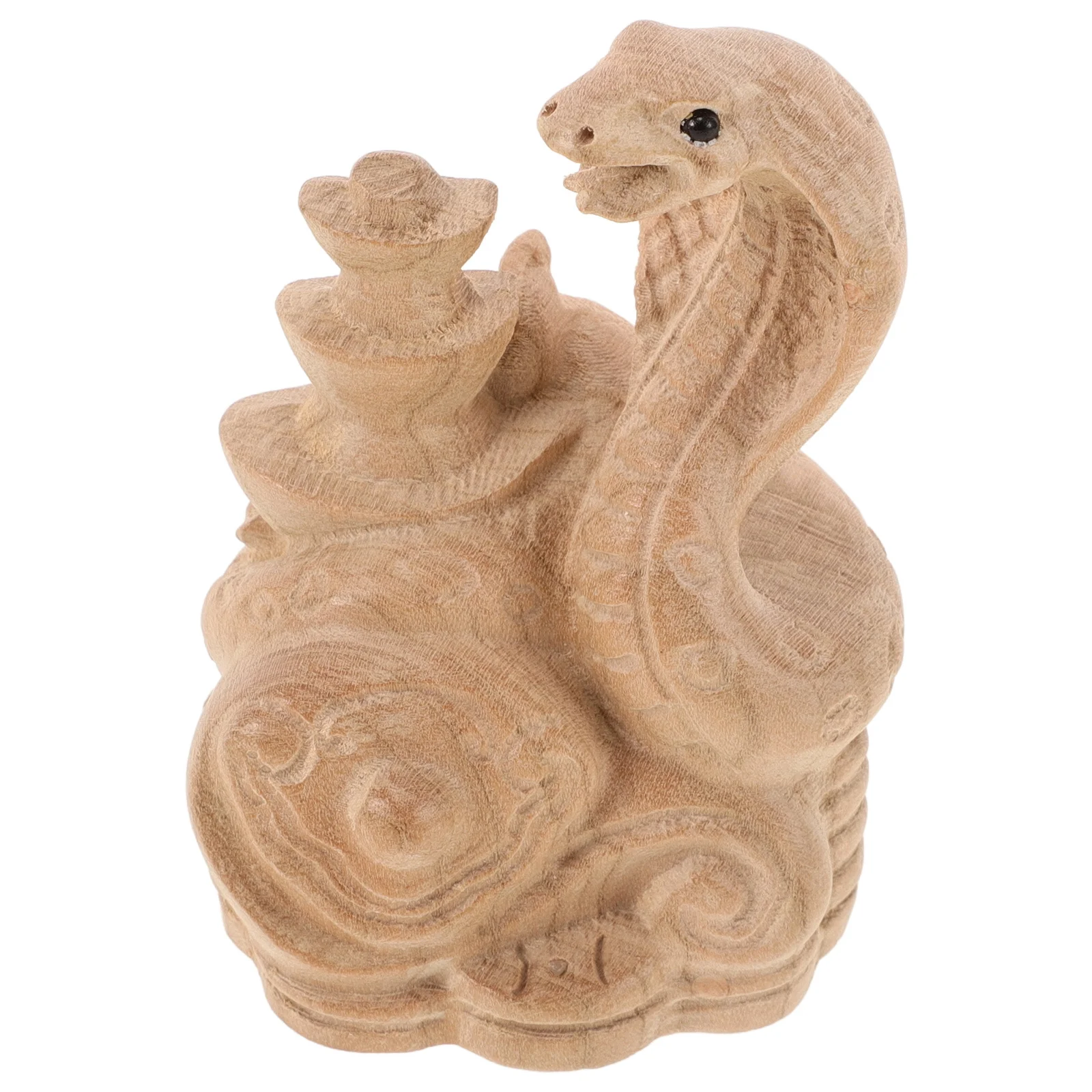 

Exquisite Wood Snake Statue 2025 Chinese Lunar New Year Artistic Animal Carving for Living Room Study Feng Shui Ornament