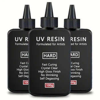 UV Resin 100-300g/Random Molds 5pc - Upgraded Hard Type Crystal Clear Ultraviolet Curing…