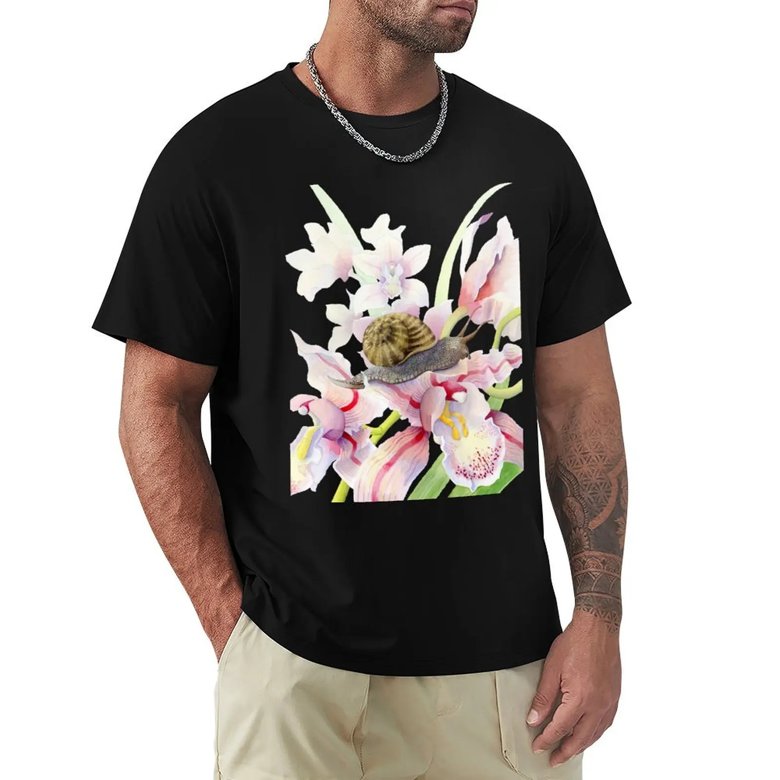 Orchid Snail T-Shirt Retro Graphic Print T-Shirt