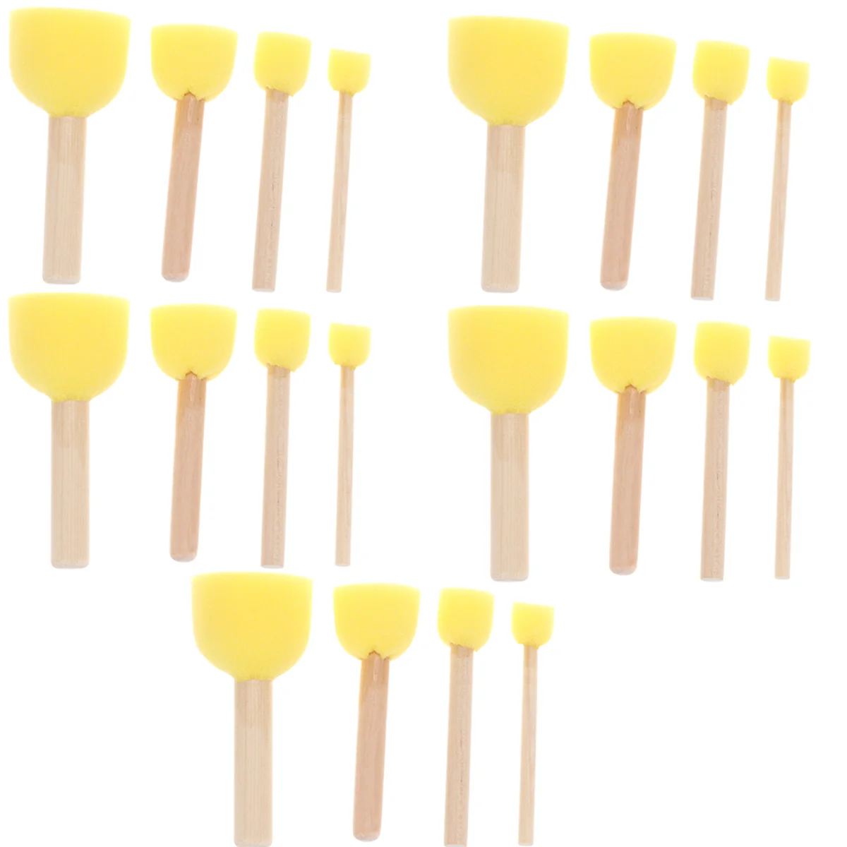 

20 Pcs Assorted Size Sponges Paint Brush Kids Various Bamboo Wooden Painting Brushes