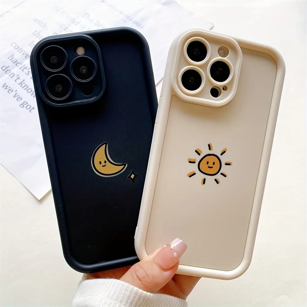 Simple Sun Moon Couple Phone Case For iPhone For iPhone 17 16 15 14 13 12 11 Pro XS Max XR 6 7 8 Plus Mini Air Shockproof Cover