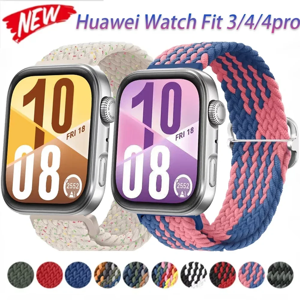 Geflochtenes Nylonarmband für Huawei Watch Fit 3, Fit 4, bequemes, verstellbares Elastizitätsarmband, Armband für Huawei Watch Fit 4 Pro