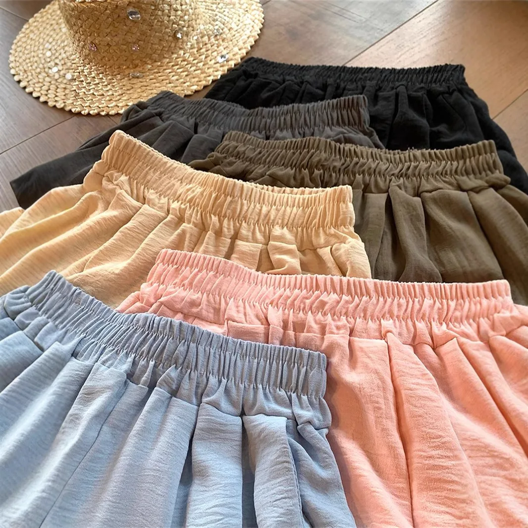 Summer Women Sweet Colorful Ice Silk Pants Lady Baggy Versatile Elastic Straight Leg Trousers Female Wide Leg High Waisted Pants