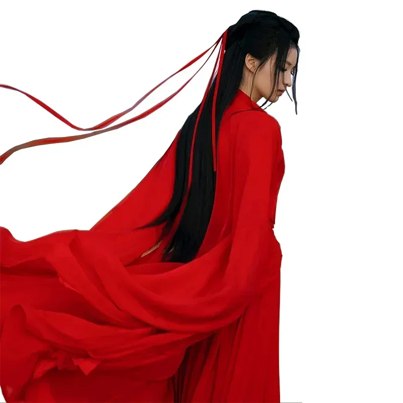 

Red Chinese Traditional Hanfu Ladies Ancient Swordsman Cosplay Costume Female Tang Dynasty Stage Dance Dress Hanfu Dresses