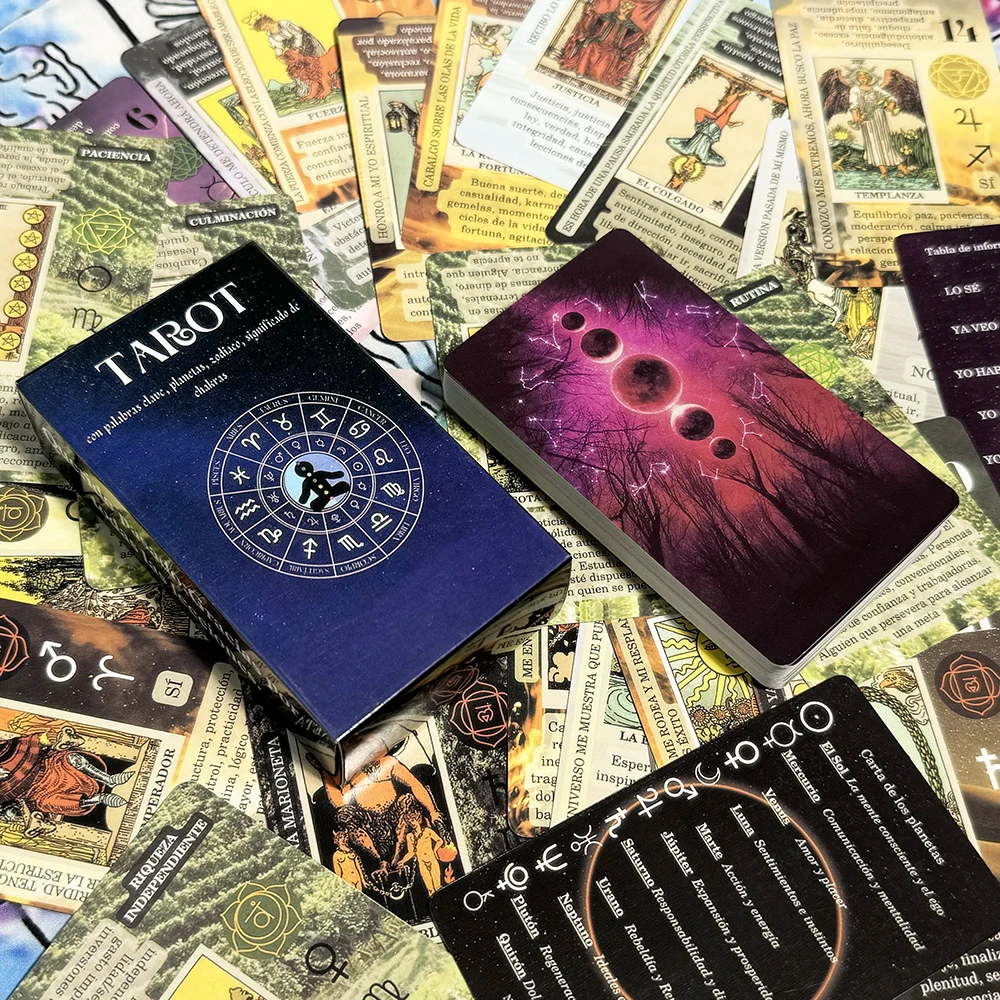 Significato sulle carte Mazzo di tarocchi versione spagnola inglese con spirito di Wondering invertito Tempo di avventura occulta Gioco da tavolo Bomboniere