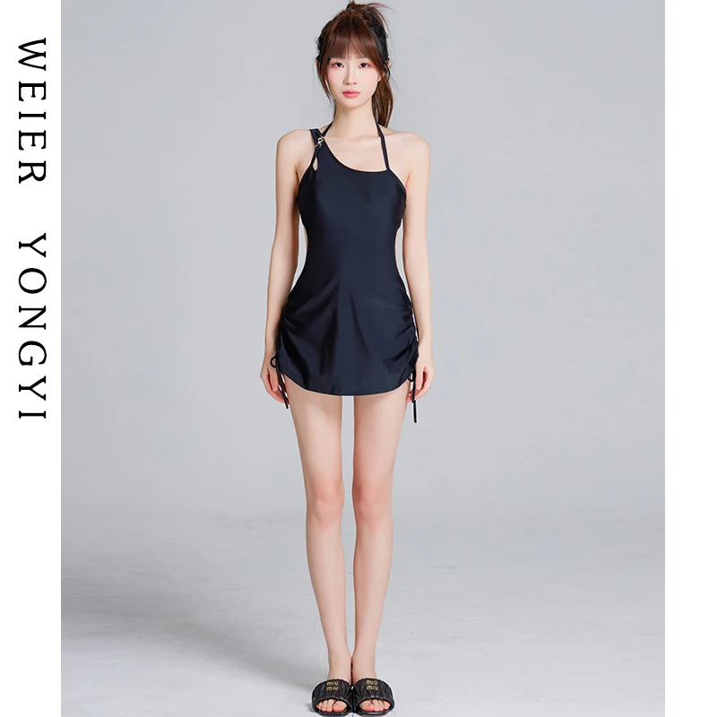 

Sexy Cross Strap Women's Swimsuit Thermal Spring Bathing Suit Slimming Swimwear Comfortable Drawstring Chest Pad
