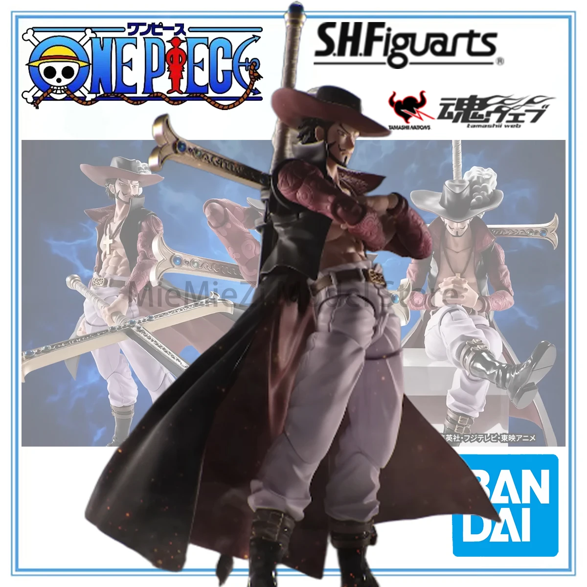 

Оригинальная фигурка Bandai Action/Dolls S.H.Figuarts One Piece Dracule Mihawk, аниме-фигурка, экшн-модель, украшение, красивый подарок