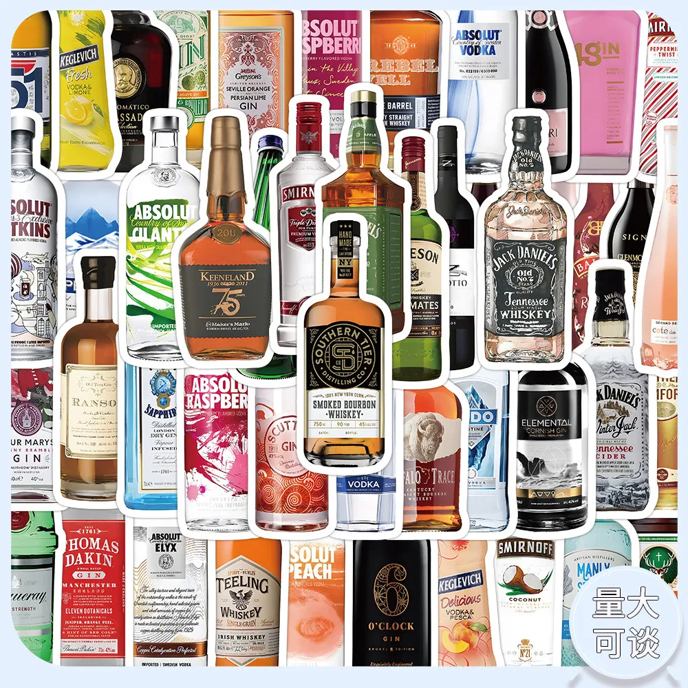 

63-Piece Classic Wine Bottle Stickers - Decorative Decals for Notebooks, Phone Cases, Wine Glasses Journals(Anime Worlds Store)