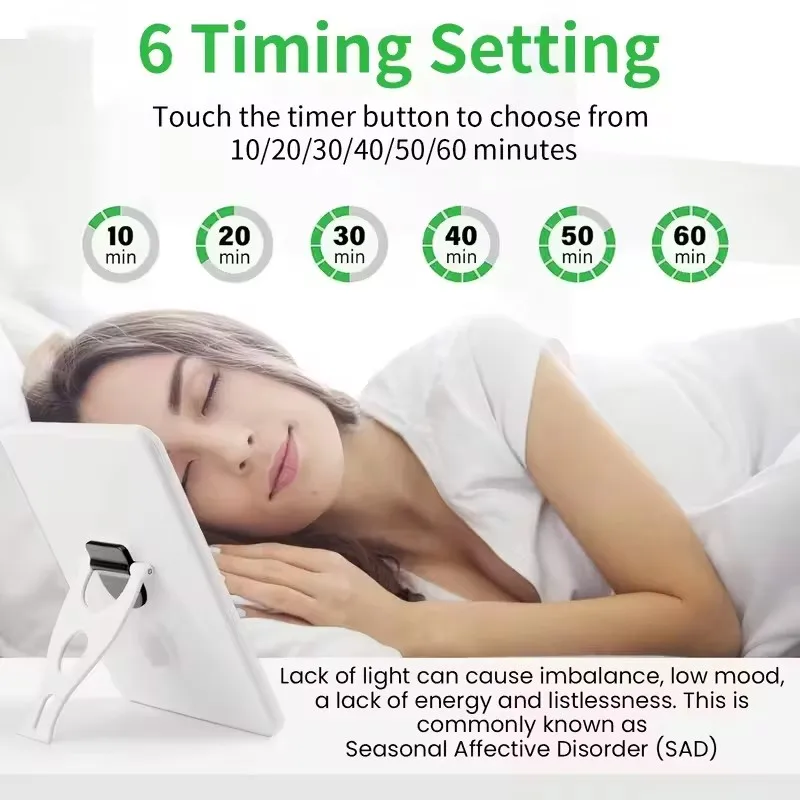 Sad Lamp 10000Lux Daylight Lamp Therapy Touch Dimmable Mood Boost Sleep Focus Night Light Adjustable Brightness for Home  Office