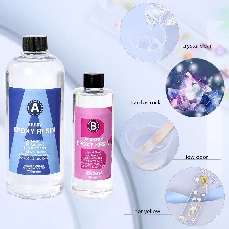 Epoxy Resin Kit Crystal Clear Easy Mixing AB Resin with Sticks,Graduated Cups and Gloves for Jewelry Making DIY Art Crafts