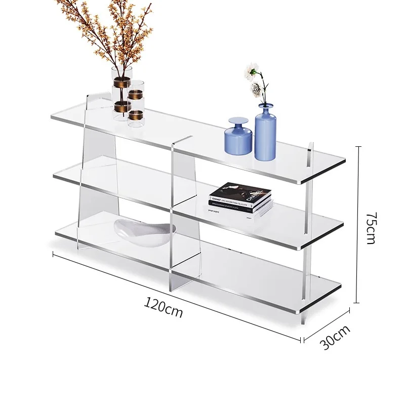 خزانة خالية من الرف، شرفة أكريليك، تخزين متعدد الطبقات مثقوب من الأرض إلى السقف، رف عرض حديث بسيط، غرفة المعيشة #6