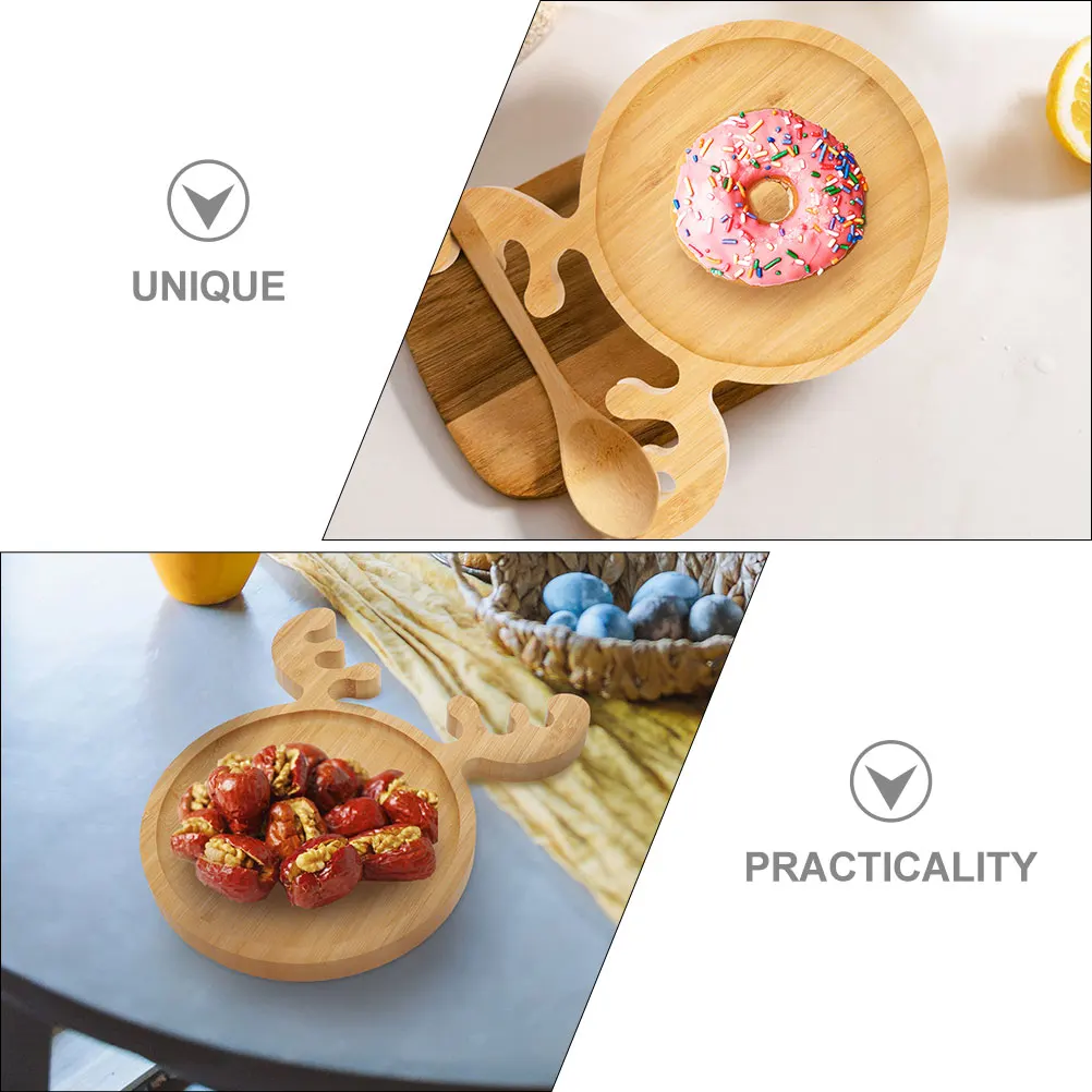 

2Pcs Bamboo Fruit Tray Creative Cartoon Deer Design Food-Grade Dessert Salad Plate Home Hotel Use Bamboo Serving Tray