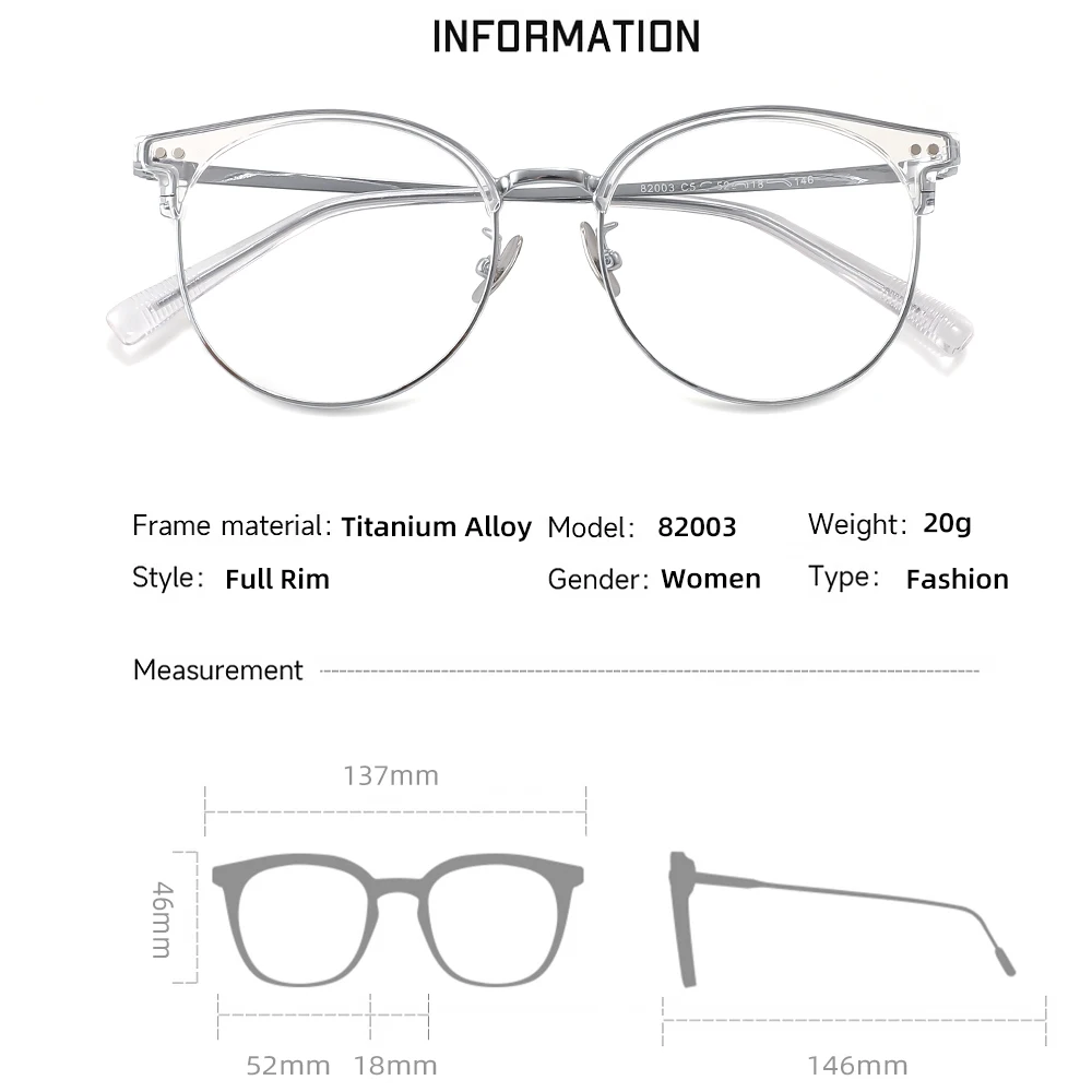 Gmei Optical Fashion Alloy TR90 Women Round Glasses Frame Full Rim Classical Spectacles Frames Eyewear 82003