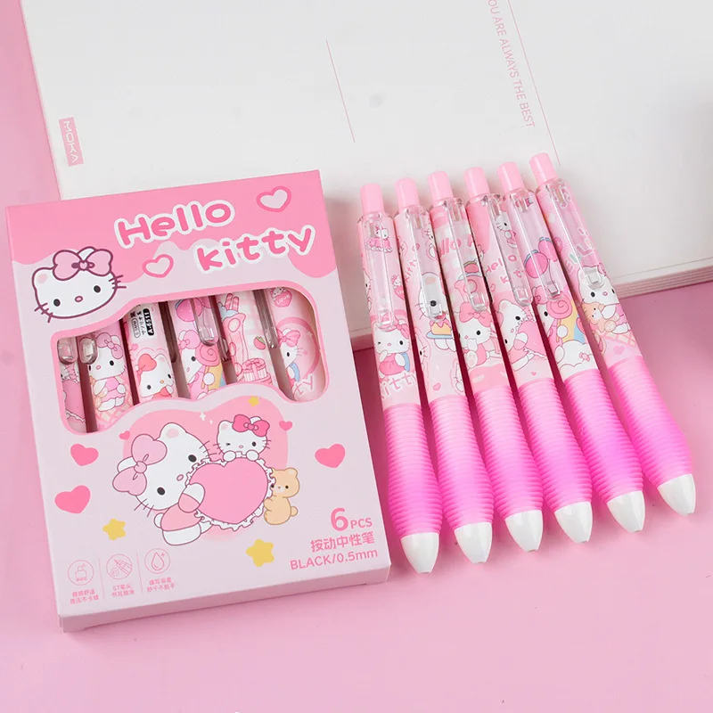 

30pcs/ лот Sanrio Kawaii Kitty нажмите гель Пен мило 0,5 мм черные чернила подписи ручки рекламные школьные принадлежности офиса