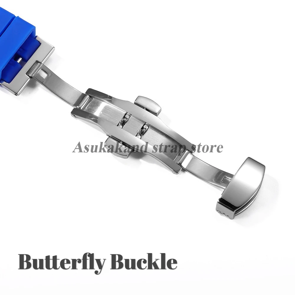 16mm 18mm 20mm 22mm 24mm Breathable Silicone Watch Strap for Seiko for Omega Strap Quick Release Butterfly Buckle Women Men Band