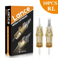PEPAX Lance cartucho de tatuaje desechable aguja RL RS CM MG 10 unids/lote aguja de tatuaje agujas de tatuaje de seguridad esterilizadas para arte corporal