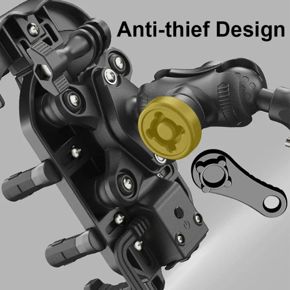 Stoßfester Fahrrad-Telefonhalter, 15 W kabelloses Ladegerät und 18 W USB 30 W Typ C, schnelles Aufladen, Motorrad, Motorrad, Roller, Ständer